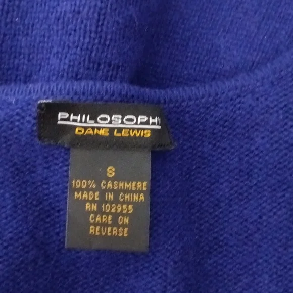 Philosophy Dane Lewis Cashmere Cardigan Size Small Blue Open Cascade Front Luxe - Picture 4 of 7